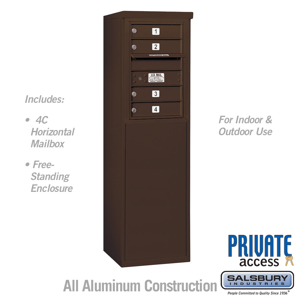 6 Door High Free-Standing Horizontal Mailbox with Private Access