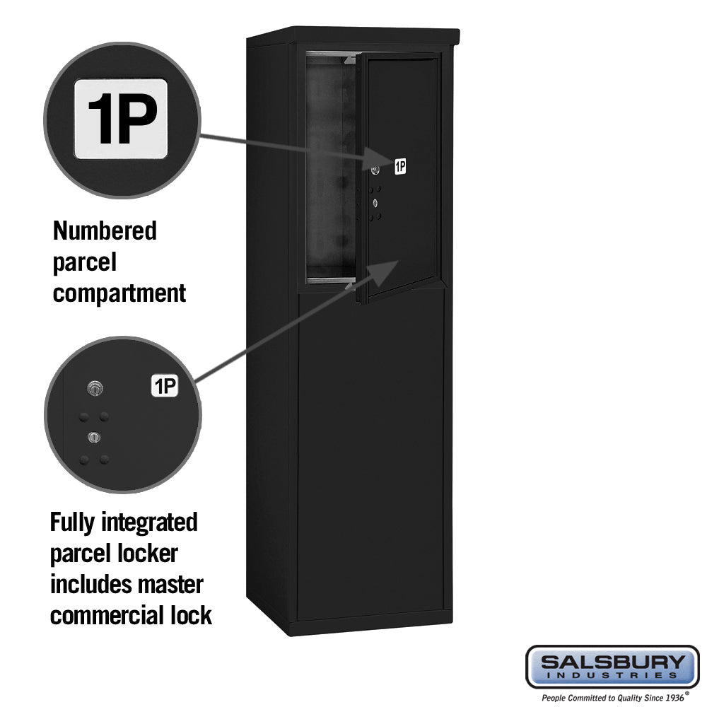 6 Door High Free-Standing 4C Horizontal Parcel Locker with 1 Parcel Locker in Black with Private Access
