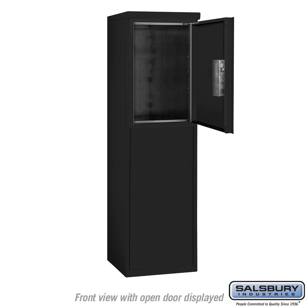 6 Door High Free-Standing 4C Horizontal Parcel Locker with 1 Parcel Locker in Black with Private Access