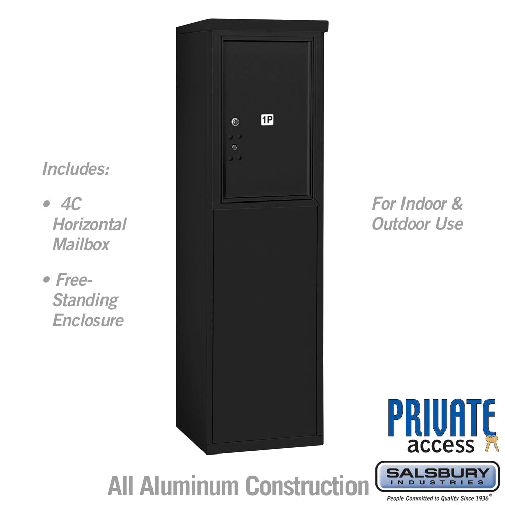 6 Door High Free-Standing 4C Horizontal Parcel Locker with 1 Parcel Locker in Black with Private Access