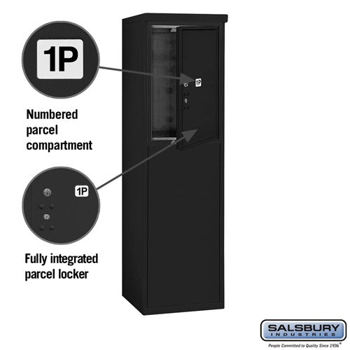 6 Door High Free-Standing 4C Horizontal Parcel Locker with 1 Parcel Locker in Black with USPS Access
