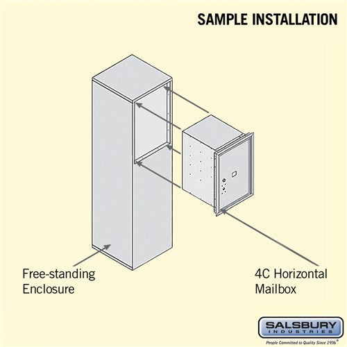 6 Door High Free-Standing 4C Horizontal Parcel Locker with 1 Parcel Locker in Black with USPS Access