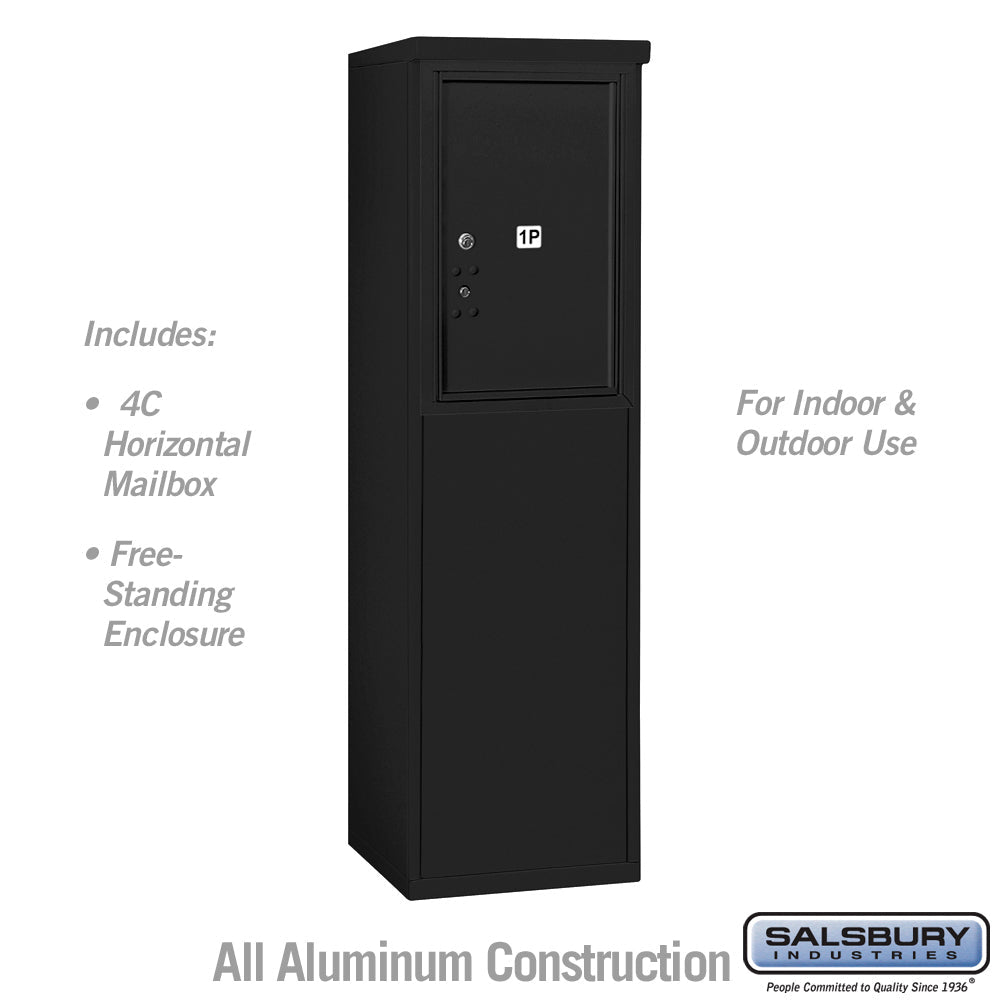 6 Door High Free-Standing 4C Horizontal Parcel Locker with 1 Parcel Locker in Black with USPS Access