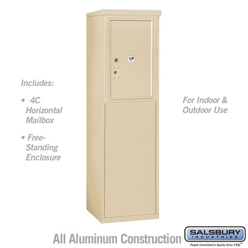 Free-Standing 4C Horizontal Mailbox Unit - 6 Door High - Double Column - Sandstone - USPS Access