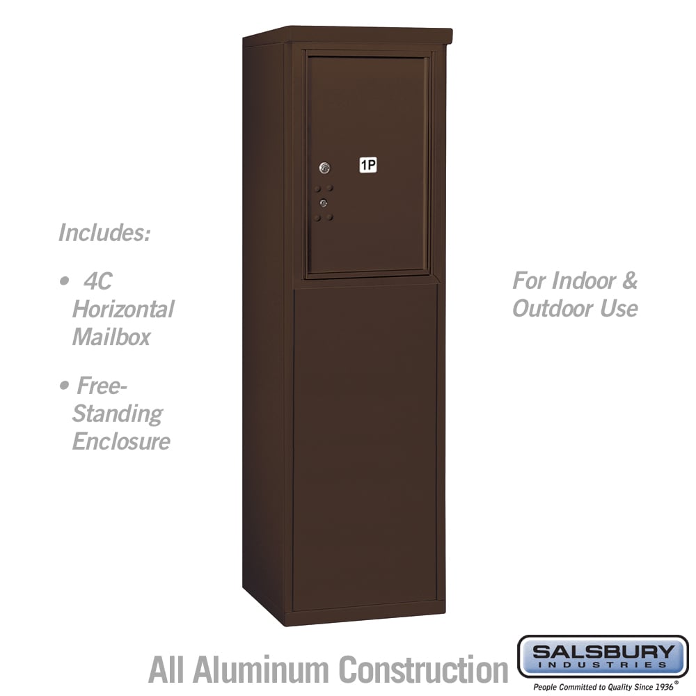 6 Door High Free-Standing 4C Horizontal Parcel Locker with 1 Parcel Locker in Bronze with USPS Access