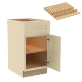 Home Decorators Collection Newport 18 in. W x 24 in. D x 34.5 in. H Assembled Plywood Base Kitchen Cabinet in Blended Cream with Knife Block RH