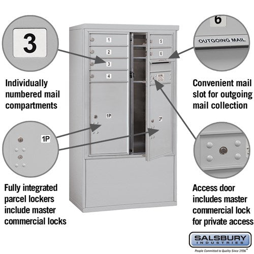 10 Door High Free-Standing 4C Horizontal Mailbox with Parcel Lockers