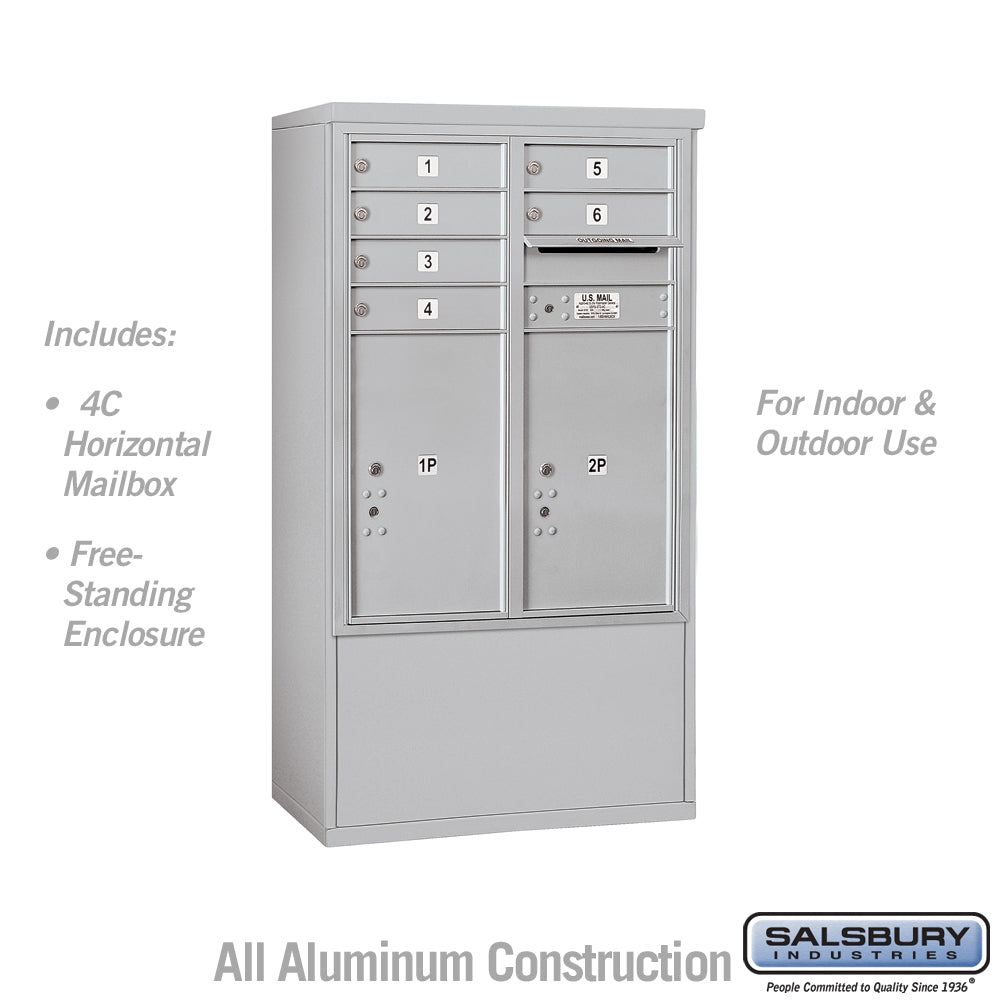 10 Door High Free-Standing Parcel Locker with 4 Parcel Lockers in Aluminum with USPS Access