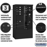 10 Door High Free-Standing 4C Horizontal Mailbox with Parcel Lockers in Black