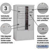 10 Door High Free-Standing 4C Horizontal Mailbox with Parcel Locker in Aluminum