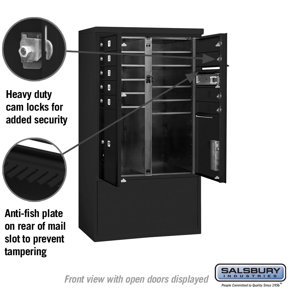 10-Door Free-Standing Mailbox with Parcel Lockers in Black