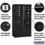 10-Door Free-Standing Mailbox with Parcel Lockers in Black