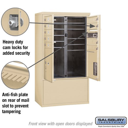 10 Door High Free-Standing 4C Horizontal Mailbox with Parcel Lockers in Sandstone