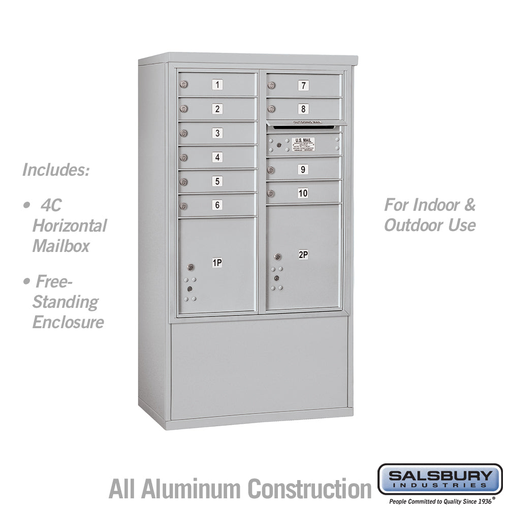 Free-Standing 4C Horizontal Mailbox Unit - 10 Door High, Double Column, Bronze, USPS Access