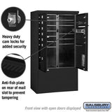 10 Door High Free-Standing 4C Horizontal Mailbox with Parcel Locker in Black
