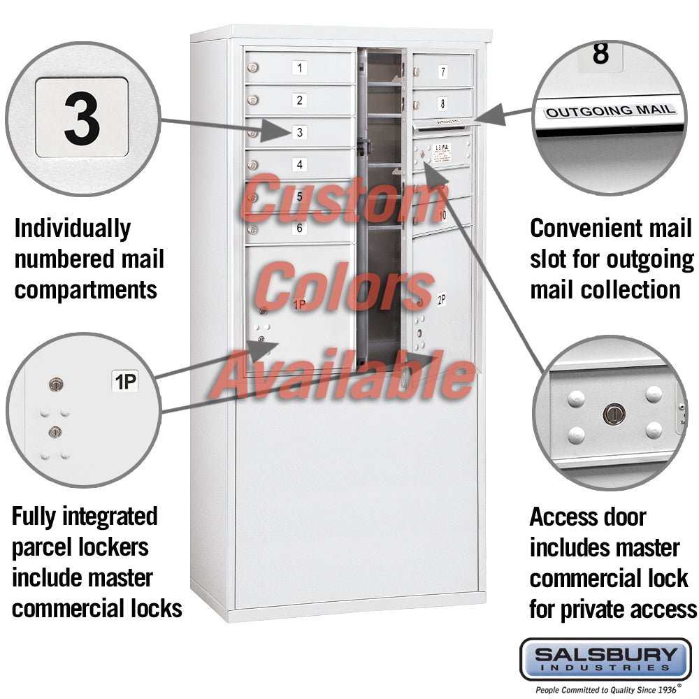 Free-Standing 4C Horizontal Mailbox Unit - 10 Door High, Double Column, Custom Color, Front Loading, Private Access