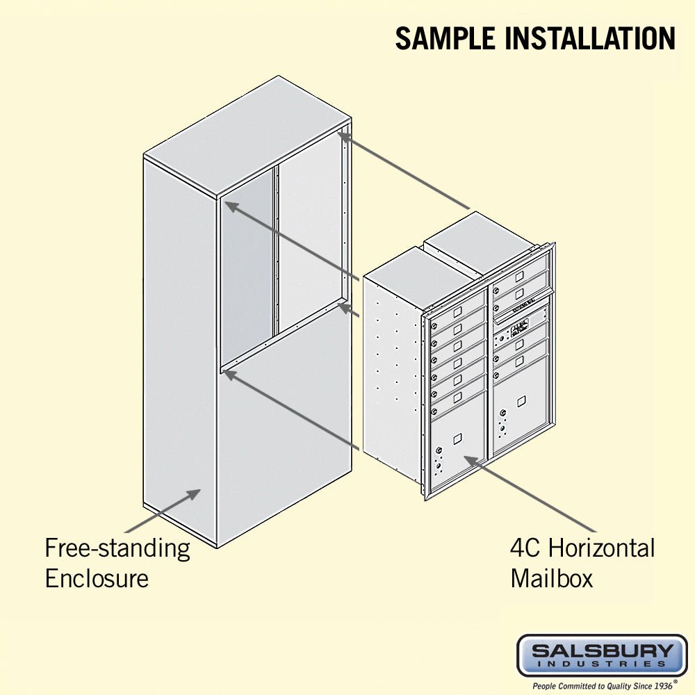 Free-Standing 4C Horizontal Mailbox Unit - 10 Door High, Double Column, Custom Color, Front Loading, Private Access