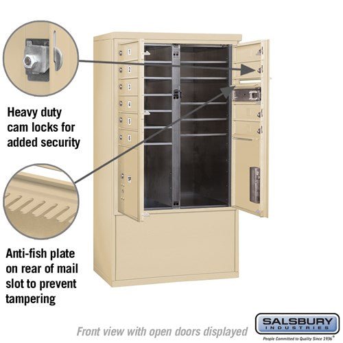 10 Door High Free-Standing 4C Horizontal Mailbox with Parcel Lockers in Sandstone