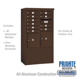 10 Door High Free-Standing 4C Horizontal Mailbox with Parcel Lockers in Bronze