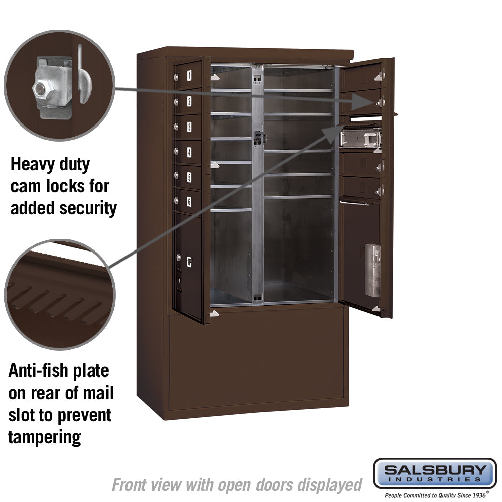 10 Door High Free-Standing 4C Horizontal Mailbox with Parcel Lockers in Bronze