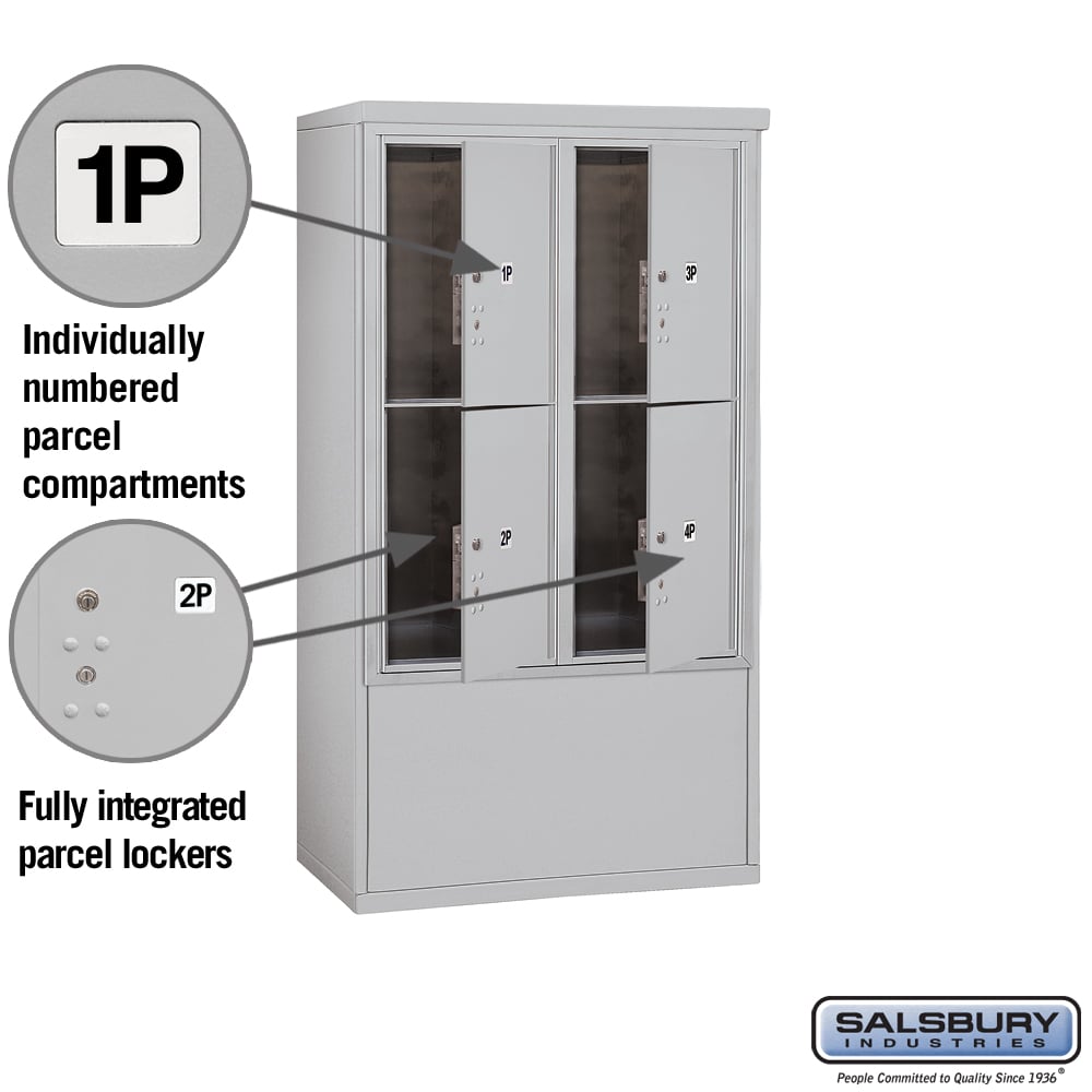 10 Door High Free-Standing Parcel Locker with 4 Parcel Lockers in Aluminum with USPS Access