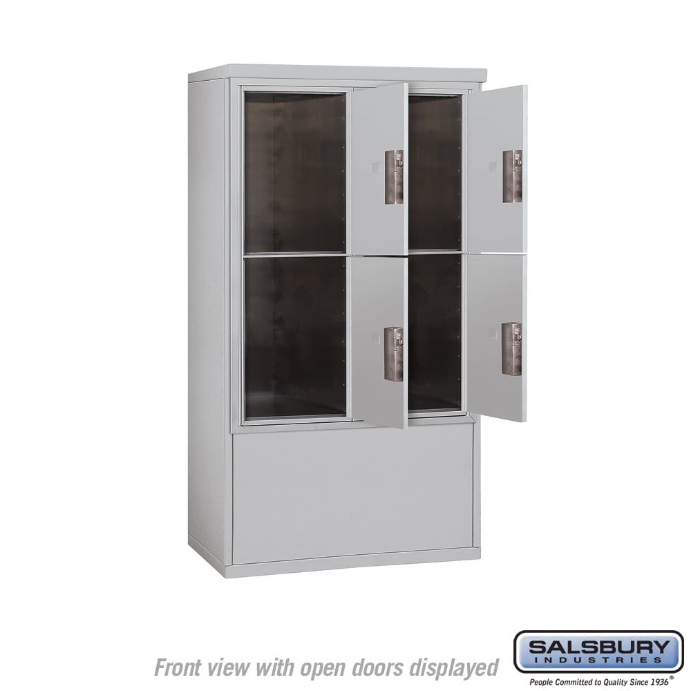 10 Door High Free-Standing Parcel Locker with 4 Parcel Lockers in Aluminum with USPS Access