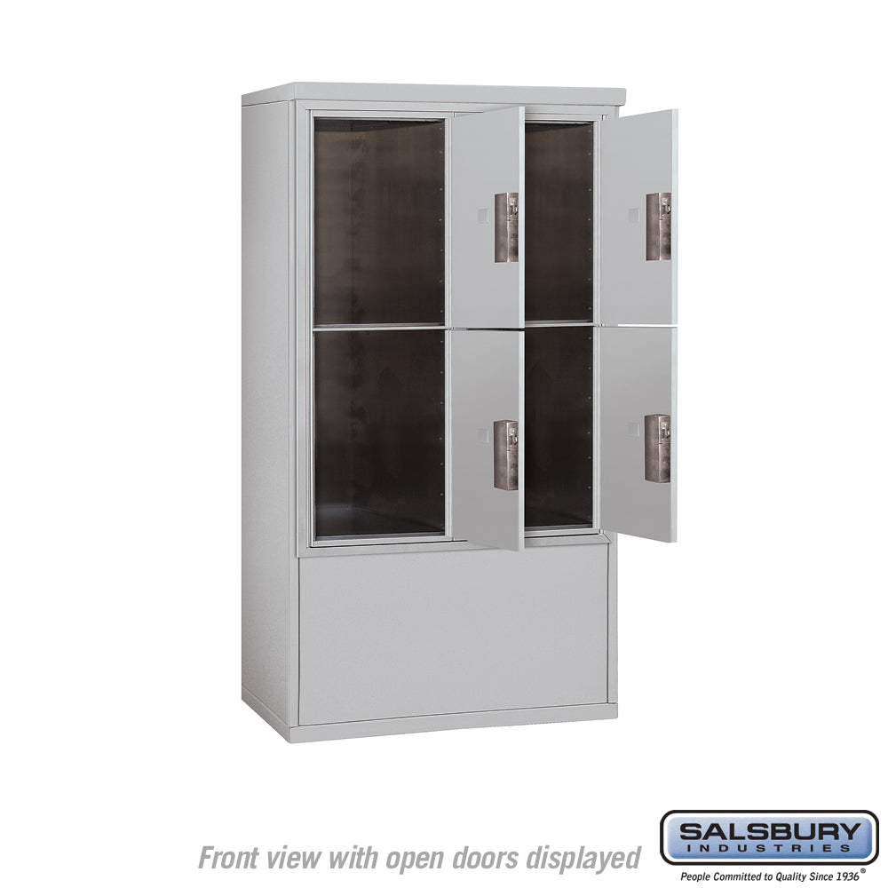 10 Door High Free-Standing Parcel Locker with 4 Parcel Lockers in Aluminum with USPS Access