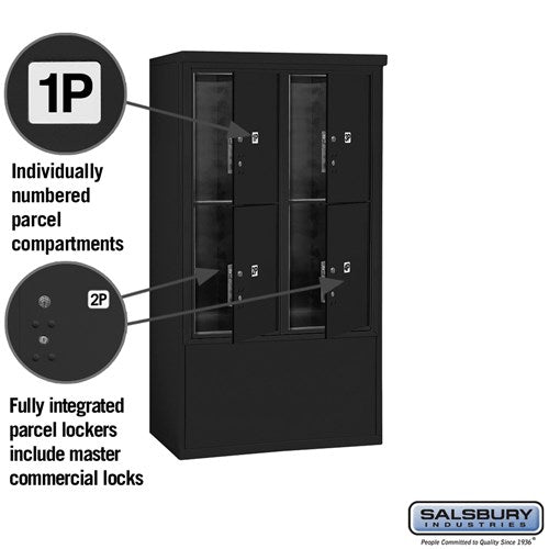 10 Door High Free-Standing Parcel Locker with 4 Parcel Lockers in Black for Private Access