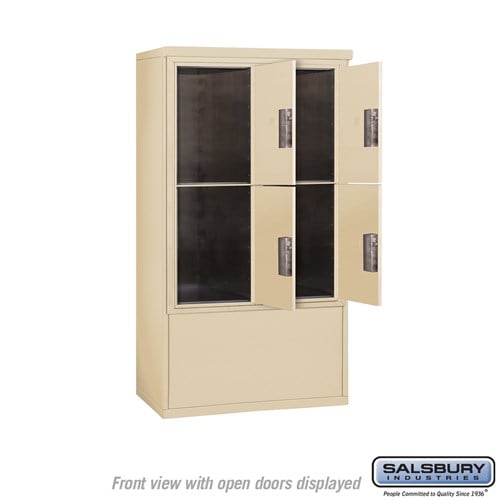 10 Door High Free-Standing 4C Horizontal Parcel Locker with 4 Parcel Lockers in Sandstone with USPS Access