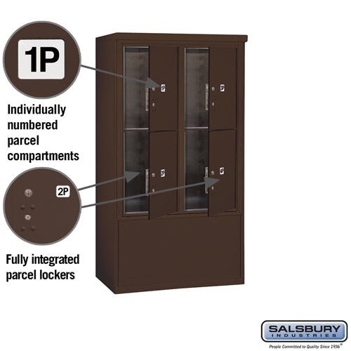10 Door High Free-Standing 4C Horizontal Parcel Locker with 4 Parcel Lockers in Bronze with USPS Access