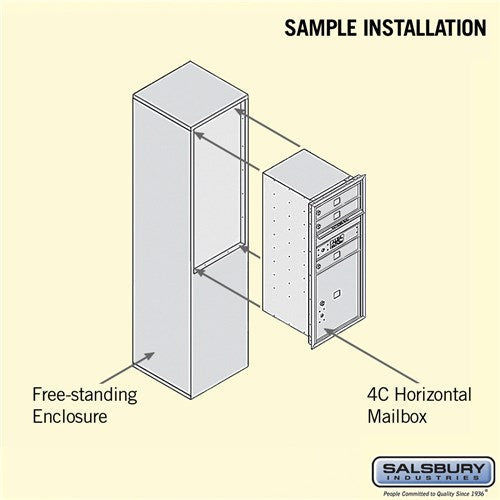 10 Door High Free-Standing 4C Horizontal Mailbox with Parcel Locker in Aluminum with USPS Access