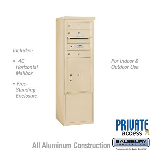 10-Door Free-Standing Mailbox with Parcel Locker in Sandstone