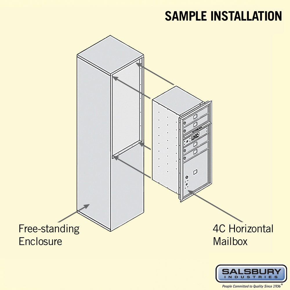 10 Door High Free-Standing 4C Horizontal Mailbox with Parcel Locker in Aluminum with USPS Access
