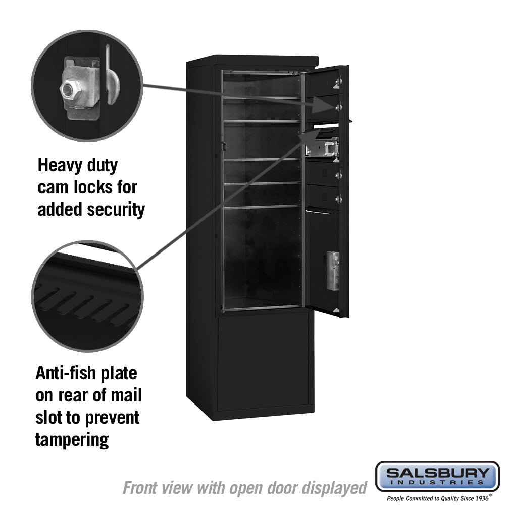 10 Door High Free-Standing 4C Horizontal Mailbox with Parcel Locker in Black
