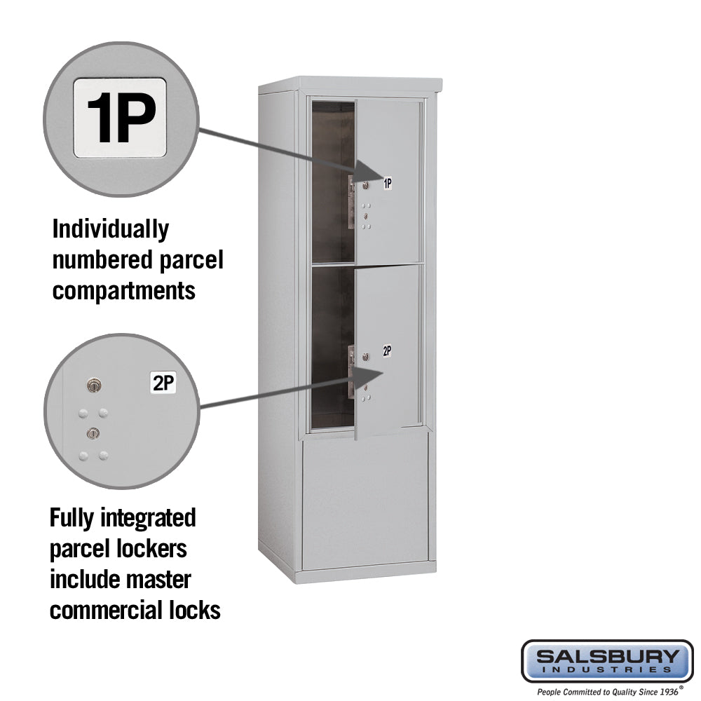 10-Door Free-Standing Parcel Locker with 2 Parcel Lockers, Aluminum, Private Access