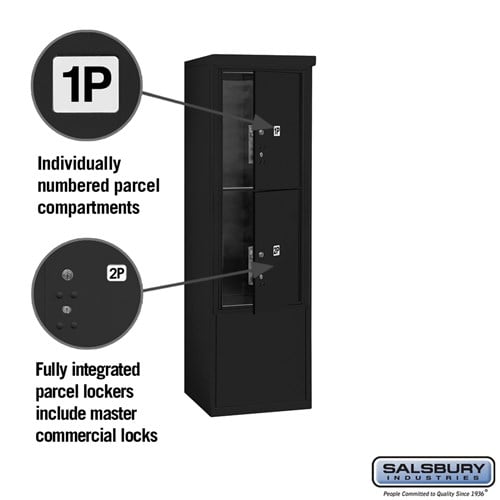 10 Door High Free-Standing 4C Horizontal Parcel Locker with 2 Parcel Lockers in Black with Private Access