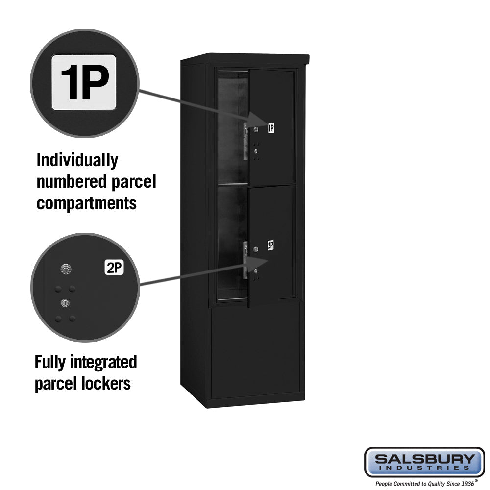10 Door High Free-Standing 4C Horizontal Parcel Locker with 2 Parcel Lockers in Black