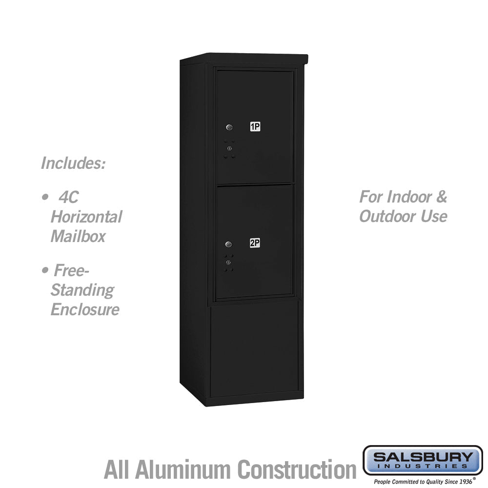 10 Door High Free-Standing 4C Horizontal Parcel Locker with 2 Parcel Lockers in Black
