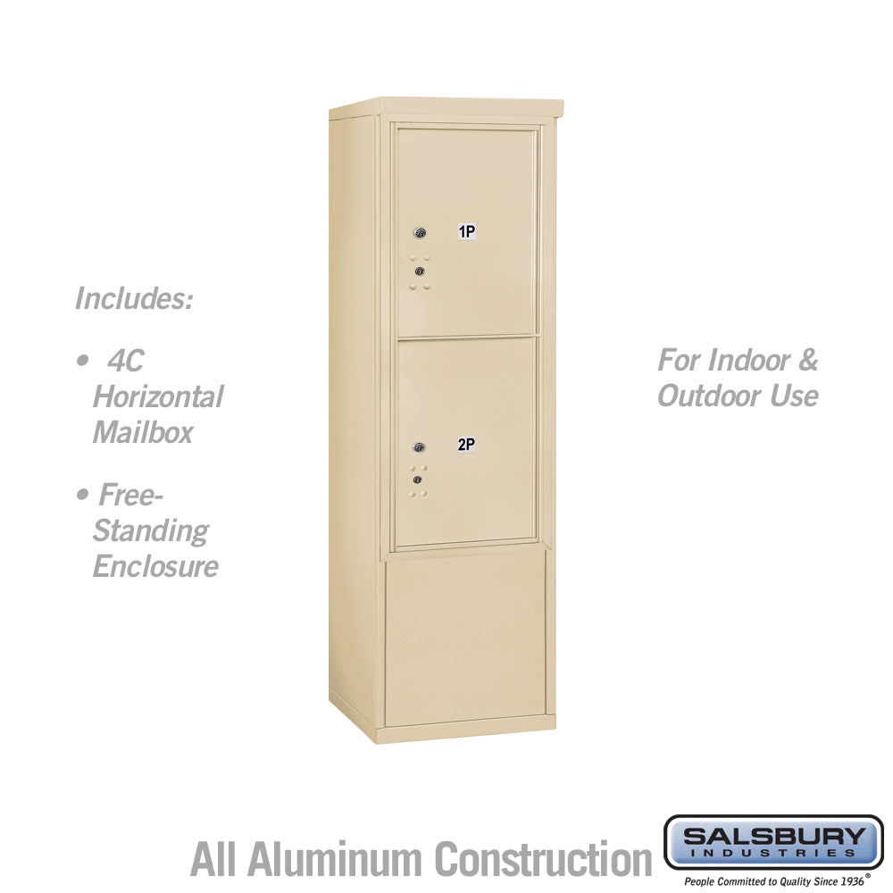 10 Door High Free-Standing 4C Horizontal Parcel Locker with 4 Parcel Lockers in Sandstone with USPS Access