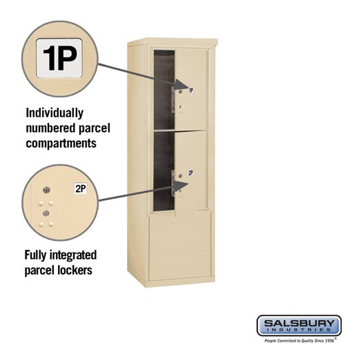 10 Door High Free-Standing 4C Horizontal Parcel Locker with 4 Parcel Lockers in Sandstone with USPS Access