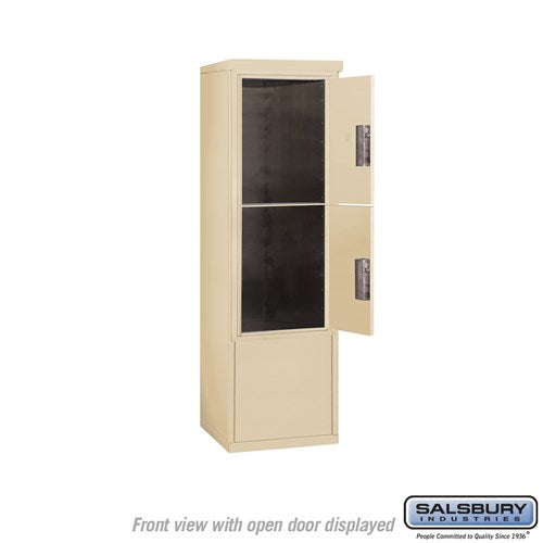 10 Door High Free-Standing 4C Horizontal Parcel Locker with 4 Parcel Lockers in Sandstone with USPS Access