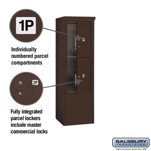 10 Door High Free-Standing Parcel Locker with 2 Parcel Lockers in Bronze with Private Access