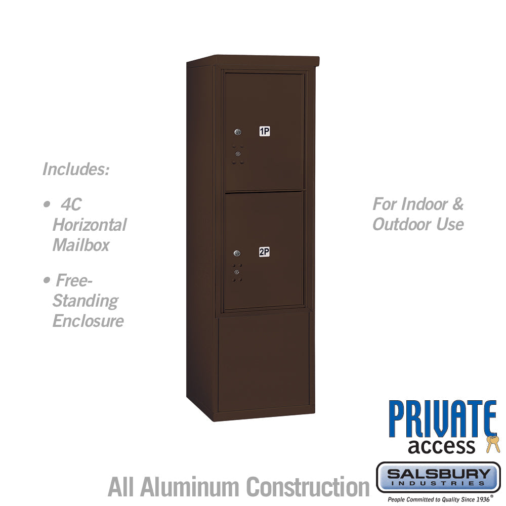 10 Door High Free-Standing Parcel Locker with 2 Parcel Lockers in Bronze with Private Access