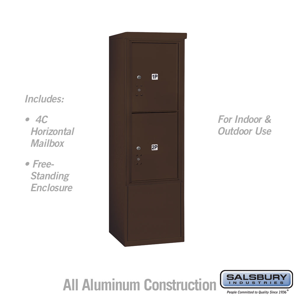 10 Door High Free-Standing 4C Horizontal Parcel Locker with 2 Parcel Lockers in Bronze with USPS Access