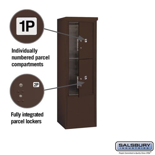 10 Door High Free-Standing 4C Horizontal Parcel Locker with 2 Parcel Lockers in Bronze with USPS Access