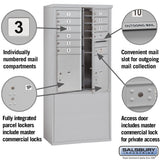 Salsbury Free-Standing 4C Horizontal Mailbox Unit, 11-Door High, Bronze, Front-Loading, Private Access