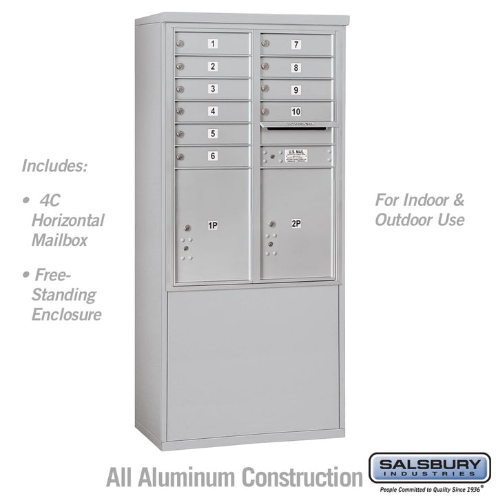 11-Door Free-Standing 4C Horizontal Mailbox with Parcel Lockers and USPS Access