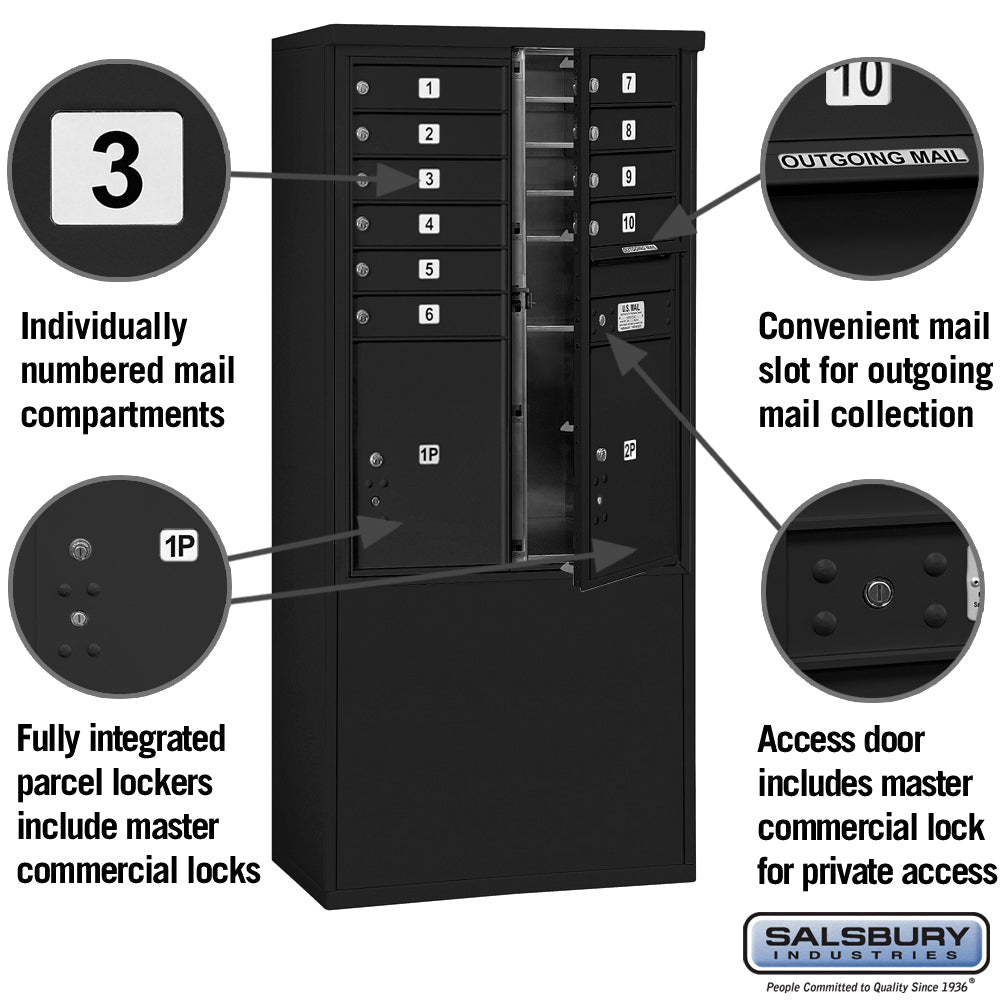 11-Door Free-Standing Mailbox with Parcel Lockers for Private Access