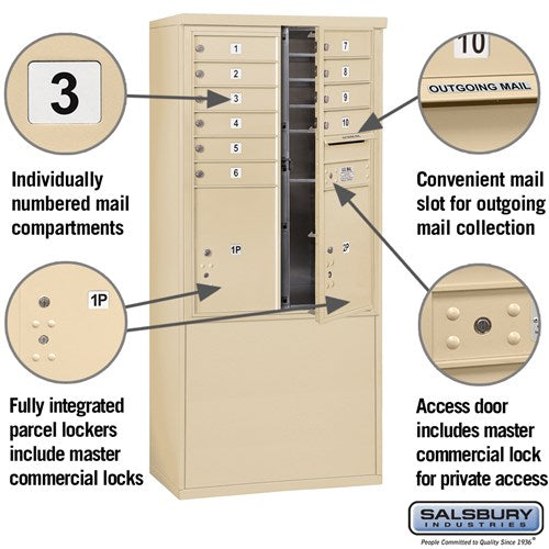 11-Door Free-Standing Mailbox with Parcel Locker, Aluminum, Private Access