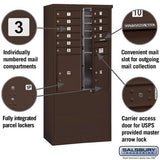 11-Door Free-Standing Mailbox with Parcel Lockers in Bronze with USPS Access